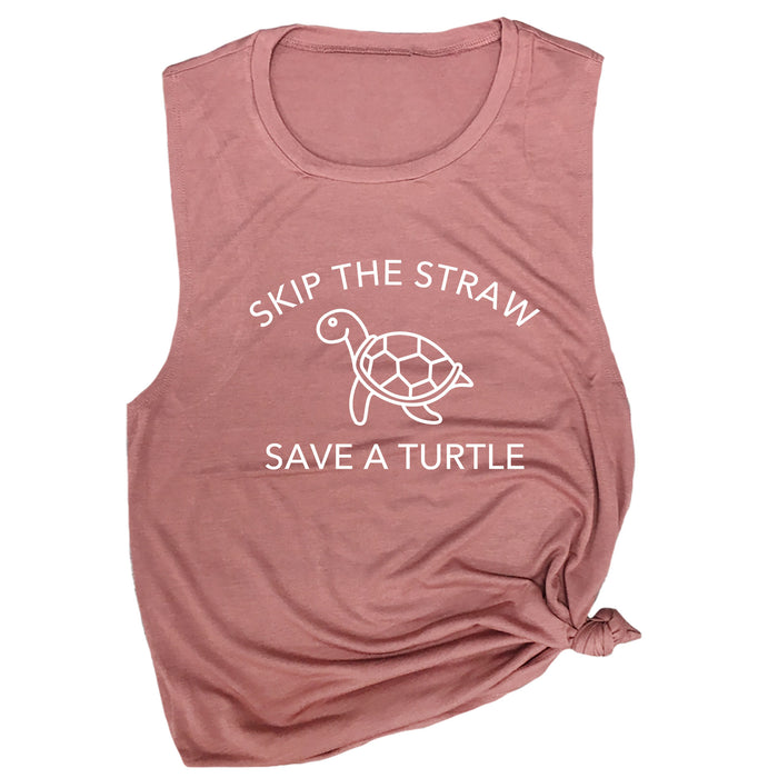 Skip a Straw Save a Turtle Muscle Tee