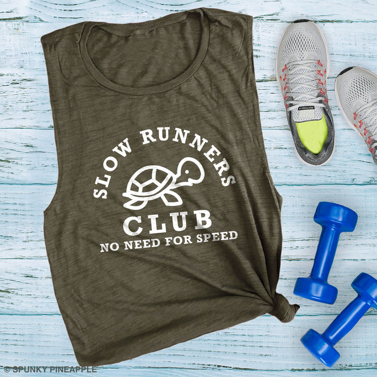 Slow Runners Club No Need for Speed Muscle Tee