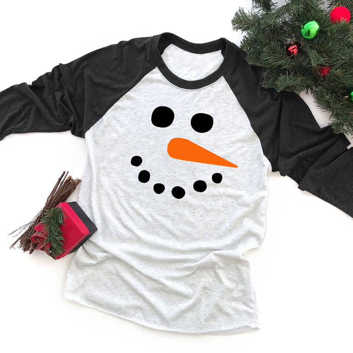 Snowman Face Raglan Tee