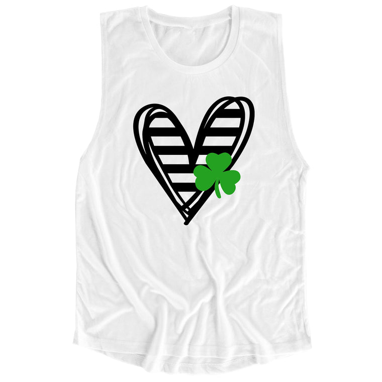 Striped Heart with Clover Muscle Tee