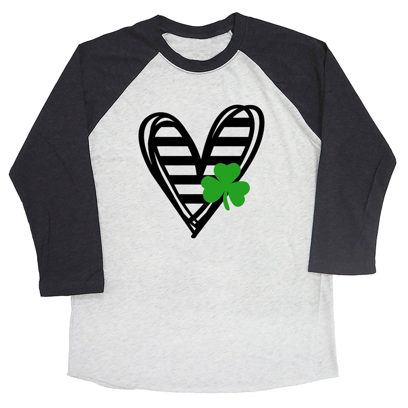 Striped Heart with Clover Raglan Tee