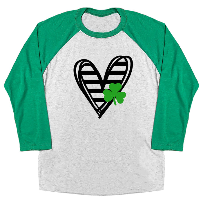 Striped Heart with Clover Raglan Tee