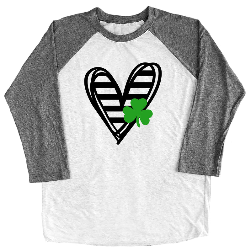 Striped Heart with Clover Raglan Tee