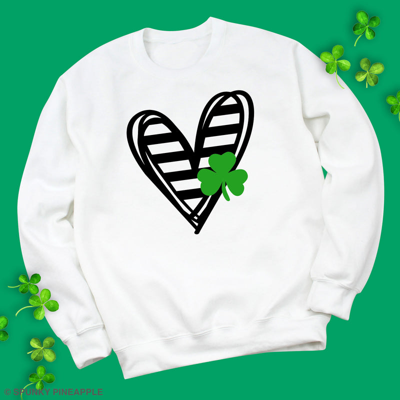 Striped Heart with Clover Sweatshirt