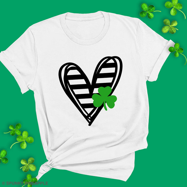 Striped Heart with Clover Premium Unisex T-Shirt
