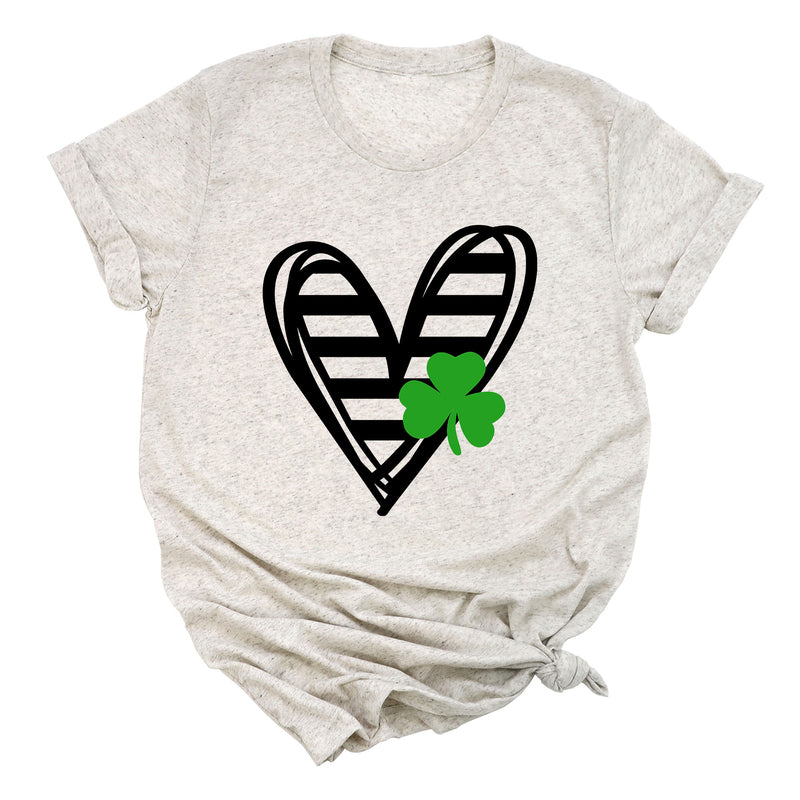 Striped Heart with Clover Premium Unisex T-Shirt