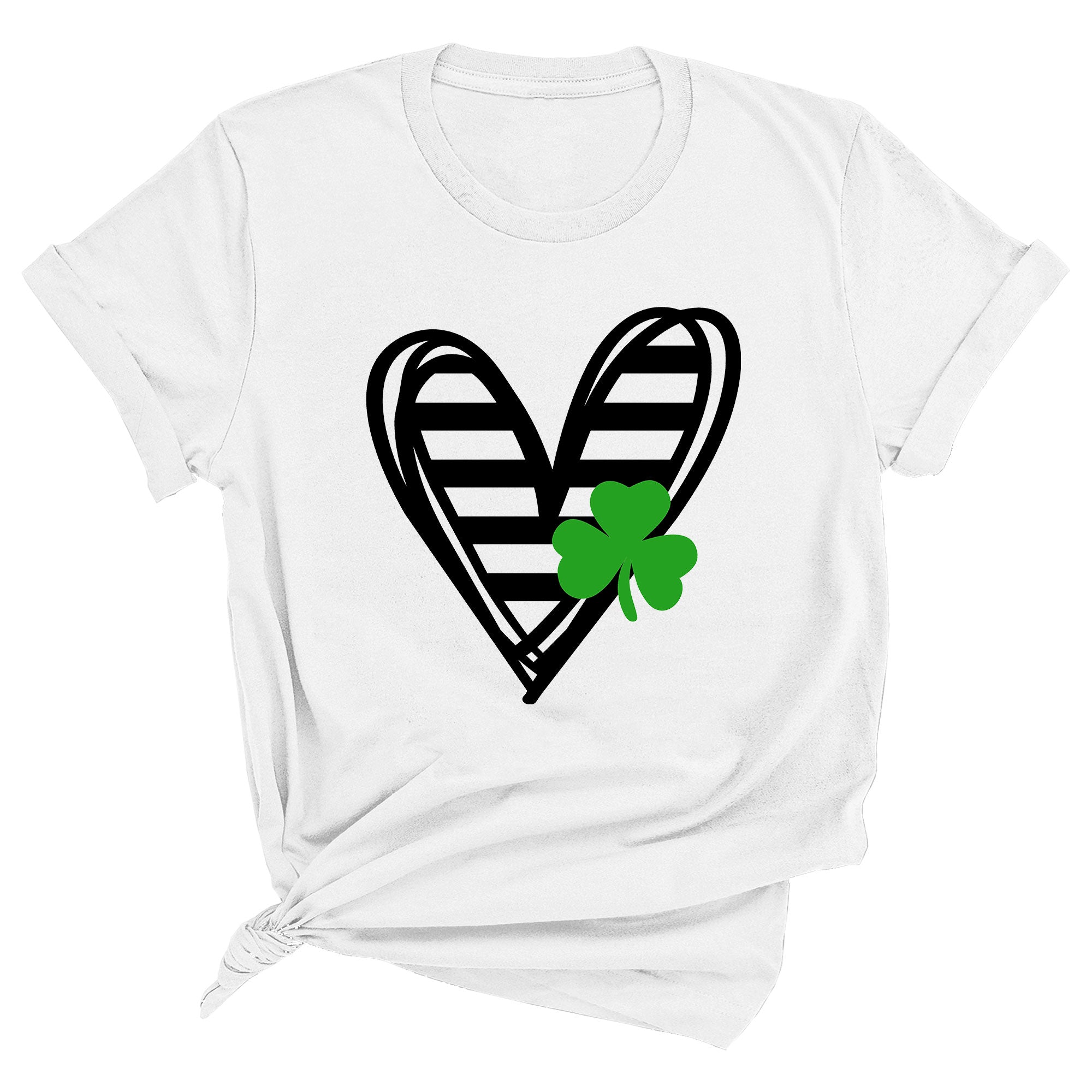 Striped Heart with Clover Premium Unisex T-Shirt