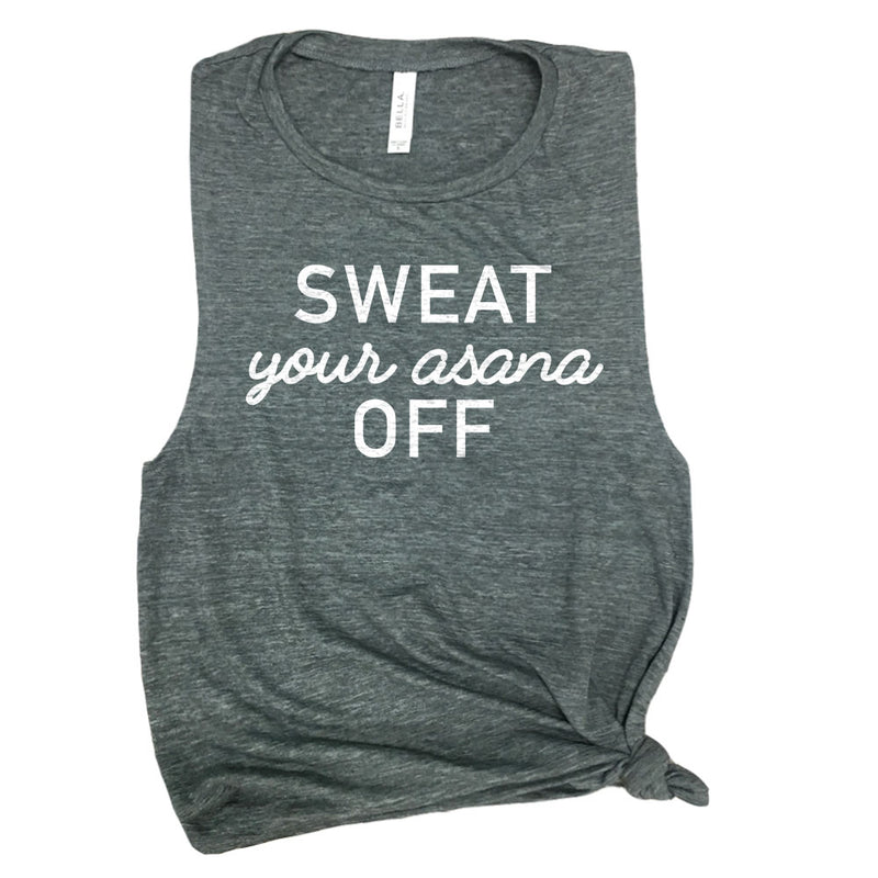 Sweat your Asana Off Funny Yoga Workout Muscle Tee Shirt
