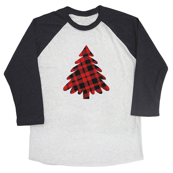 Christmas Tree Plaid Raglan Tee