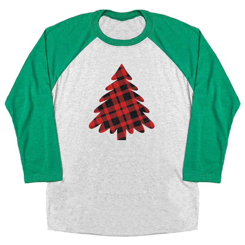 Christmas Tree Plaid Raglan Tee