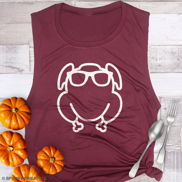 Turkey Head with Sunglasses Funny Thanksgiving Shirt