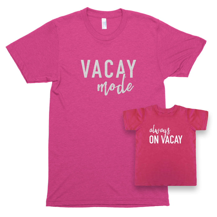 Vacay Mode & Always on Vacay Premium Unisex T-Shirt/Toddler Jersey Shirt Set