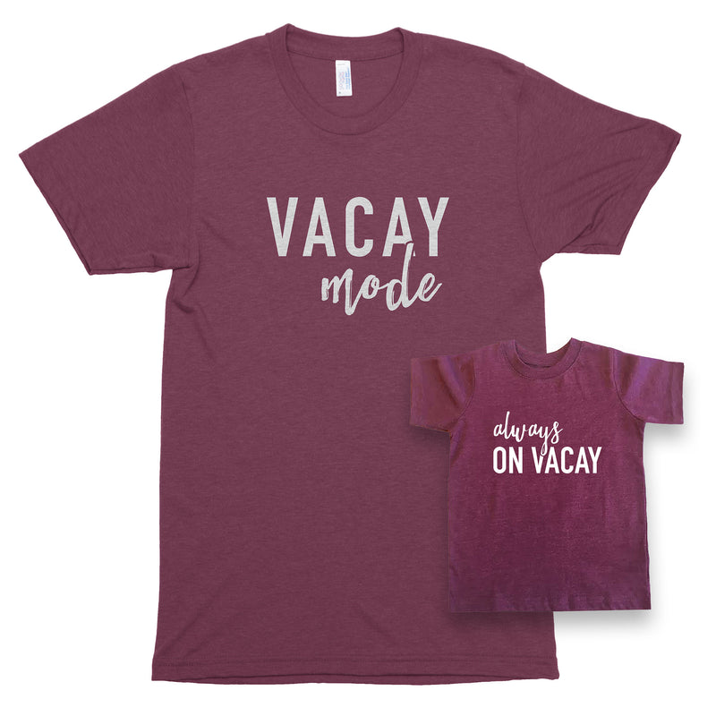 Vacay Mode & Always on Vacay Premium Unisex T-Shirt/Toddler Jersey Shirt Set