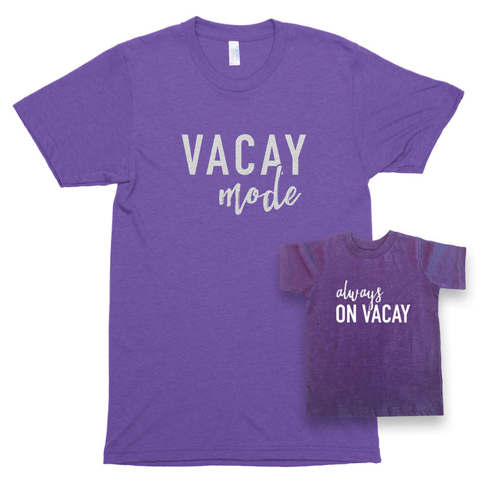 Vacay Mode & Always on Vacay Premium Unisex T-Shirt/Toddler Jersey Shirt Set