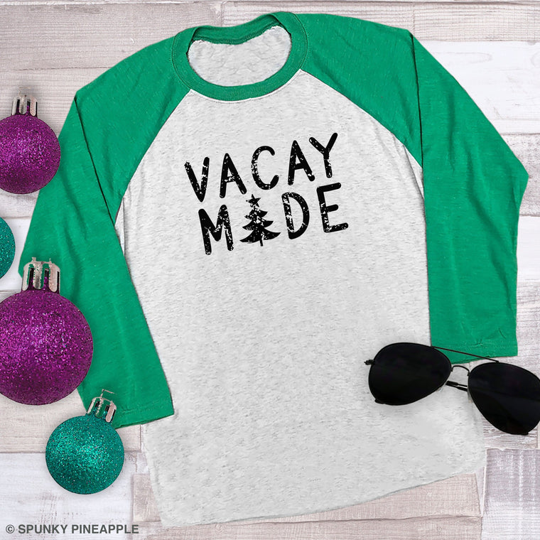 Vacay Mode (Christmas Tree) Raglan Tee