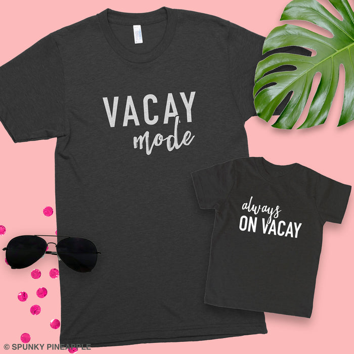 Vacay Mode & Always on Vacay Premium Unisex T-Shirt/Toddler Jersey Shirt Set