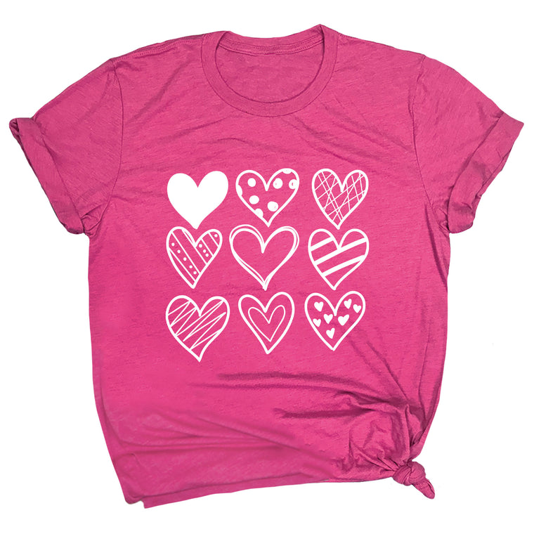 Valentine Doodle Hearts Premium Unisex T-Shirt