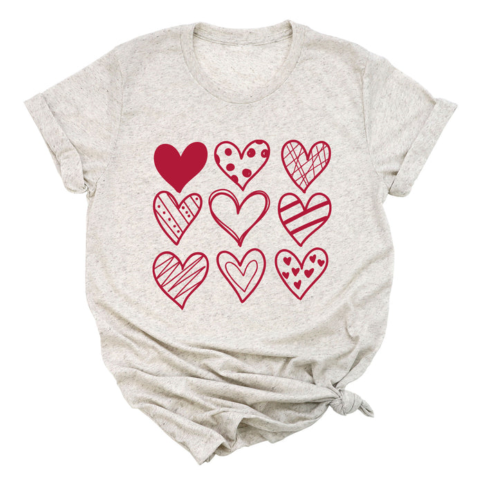 Valentine Doodle Hearts Premium Unisex T-Shirt