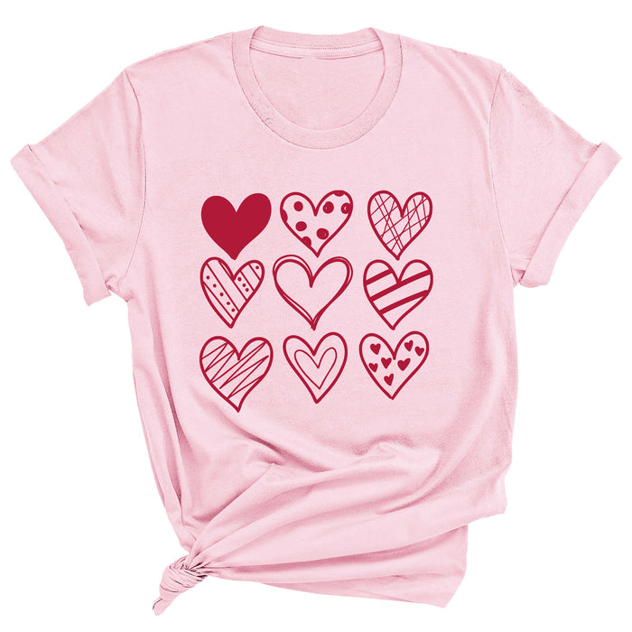 Valentine Doodle Hearts Premium Unisex T-Shirt