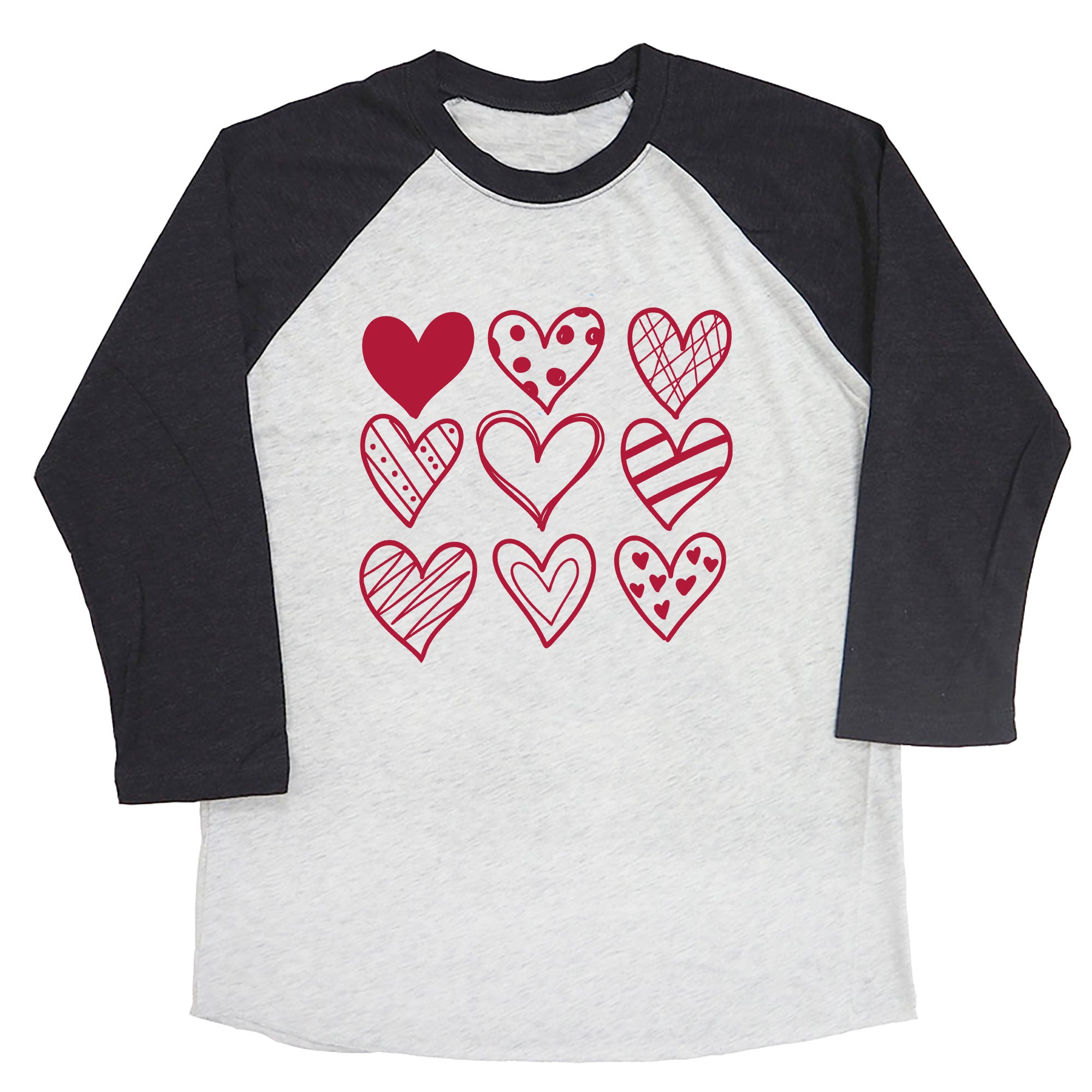 Valentine Doodle Hearts Raglan Tee