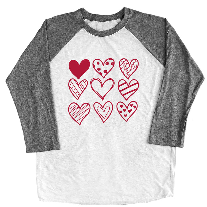 Valentine Doodle Hearts Raglan Tee