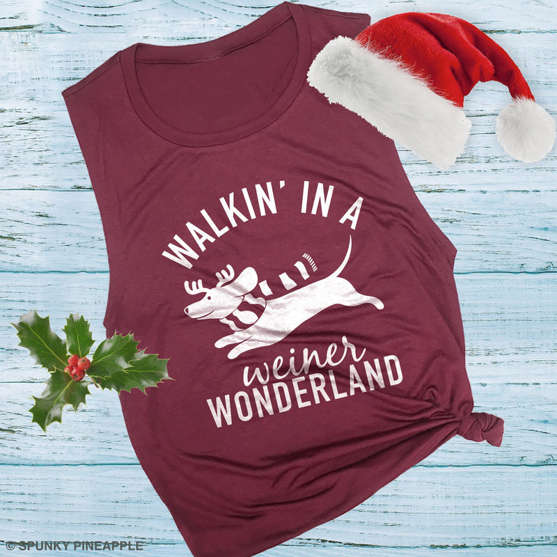 Walkin' In A Weiner Wonderland Funny Dog Christmas Shirts