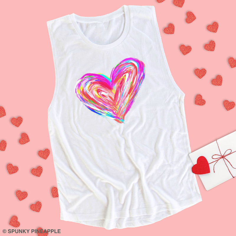 Watercolor Heart Muscle Tee