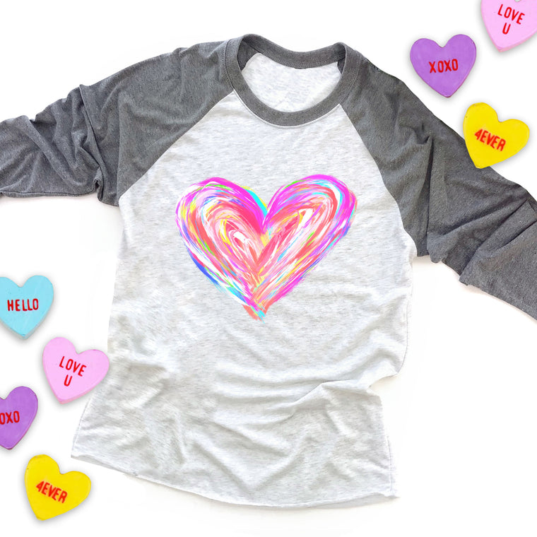 Watercolor Heart Raglan Tee