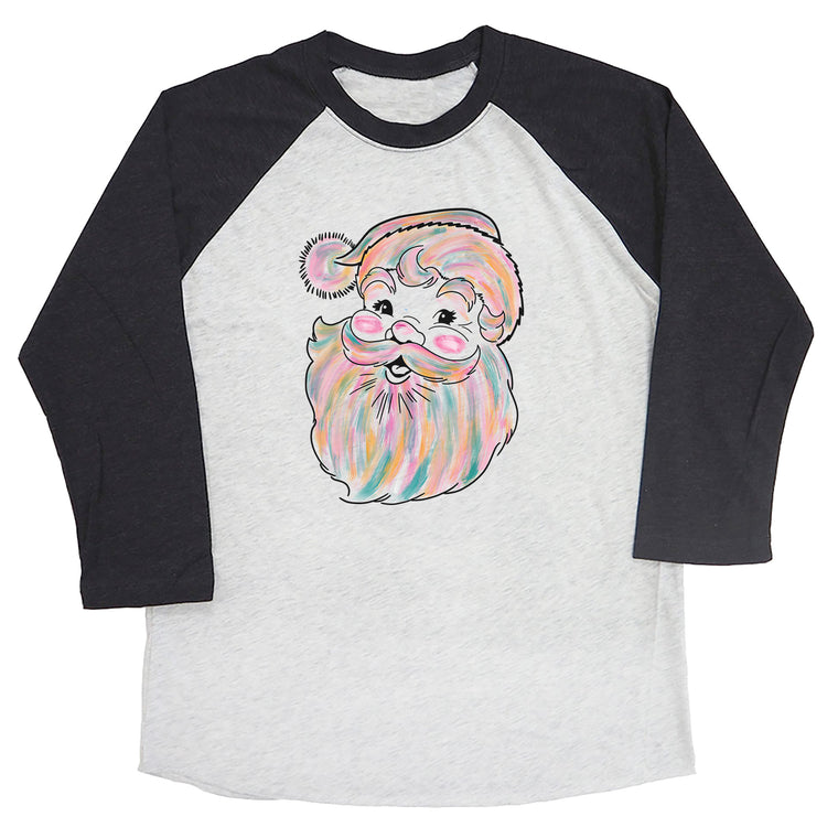 Watercolor Santa Raglan Tee