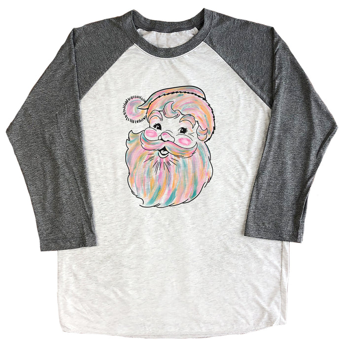 Watercolor Santa Raglan Tee