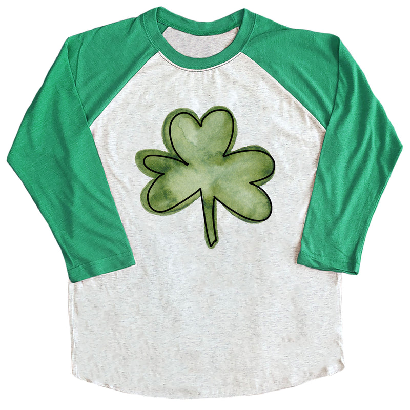 Watercolor Shamrock Raglan Tee