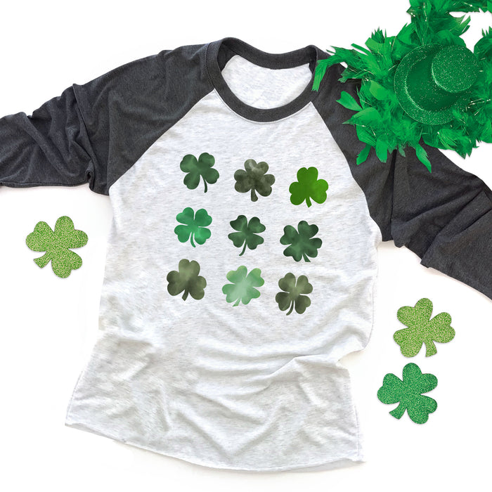 Watercolor Shamrock (MULTI) Raglan Tee