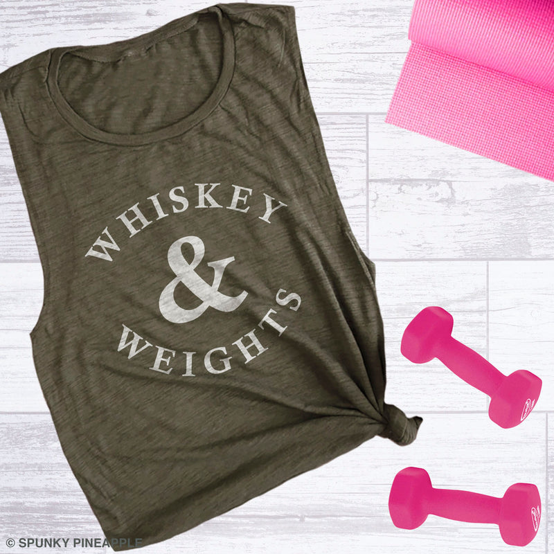 Whiskey + Weights Women's Weightlifting Workout Muscle Tee