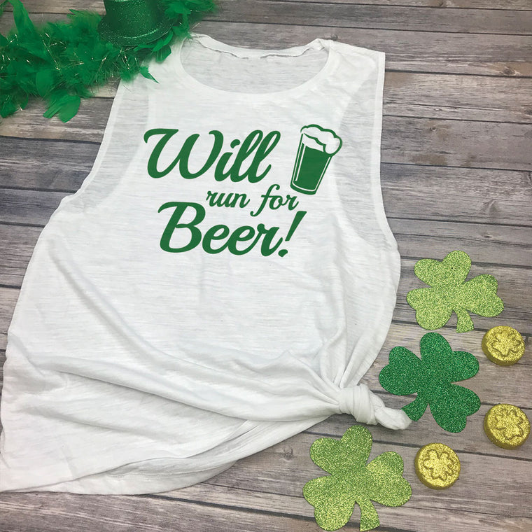 Will Run for Beer Muscle Tee