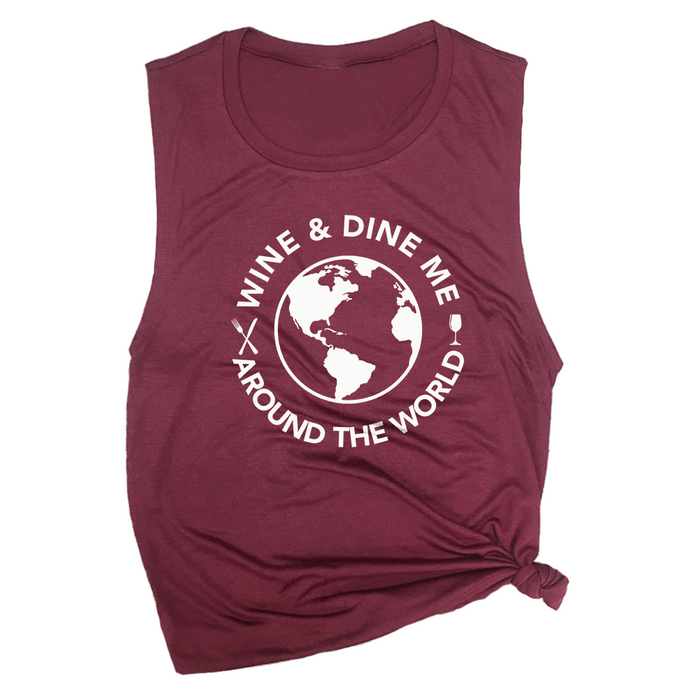 Wine & Dine Me Around the World Muscle Tee