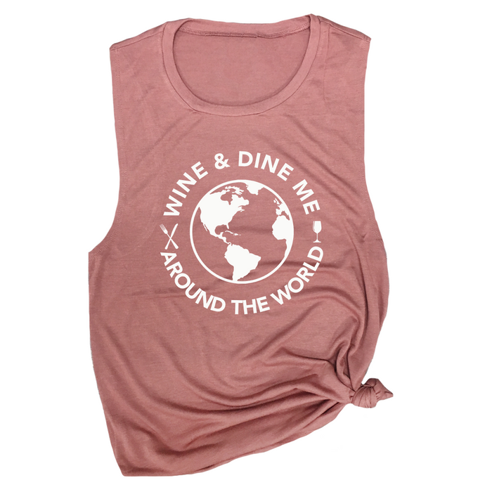 Wine and Dine Me Around the World Disney Epcot Muscle Tee Shirt